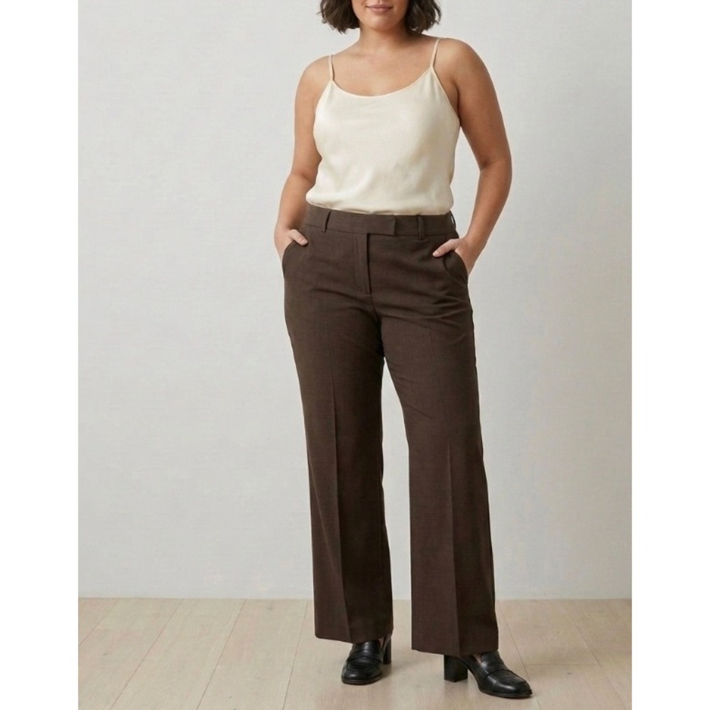 Vintage Le Chateau Brown Plaid Wide Leg‎ Dress Pants Trousers Womens 16